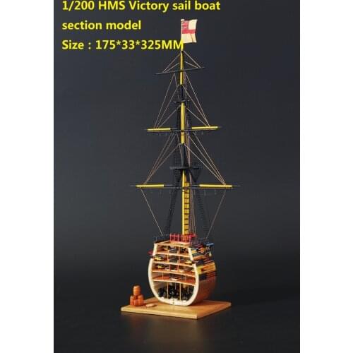 Free shipping Scale 1/200 HMS Victory Wooden Sailboat & Brass cannons & wooden base & decoration kits
