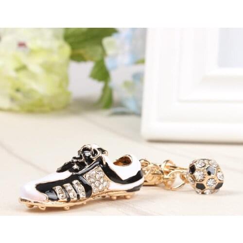 Football Shoe Sport Lovely New Fashion Cute Crystal Charm Pendant Purse Bag Car Key Ring Chain Wedding Party Creative Gift
