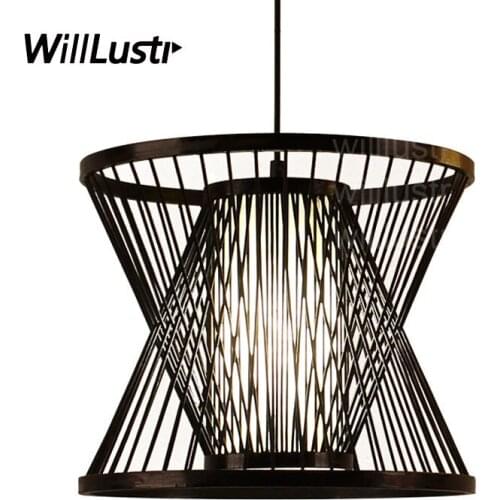 Willlustr bamboo pendant lamp wood suspension light post modern designer zen hanging lighting pastoral hotel restaurant nordic