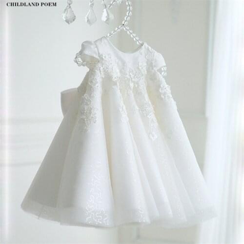 Baby Baptism Dress First 1st Birthday Baby Girls Dress Flower Lace Princess Wedding Party Kid Dresses For Girls Christening Gown
