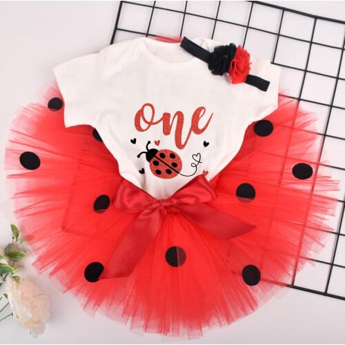 Baby Girl Ladybug Birthday Tutu outfit Girls 1st Birthday Party costume Baby Shower Party Birthday Tutu Outfit 3pcs/set