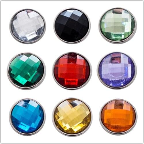RB18-1 OEM Changeable dozen of colors 18mm faceted crystal ginger snaps button with copper bottom fit ginger snaps jewelry