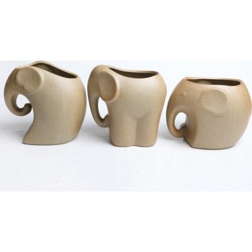 Ceramic animal shape succulent elephant decoration ceramic handmade flower pot garden decoration potted micro landscape bonsai