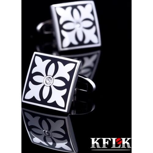 KFLK jewelry shirt Fashion cufflinks for mens Brand Crystal Cuff link Male Luxury Wedding Button High Quality guests