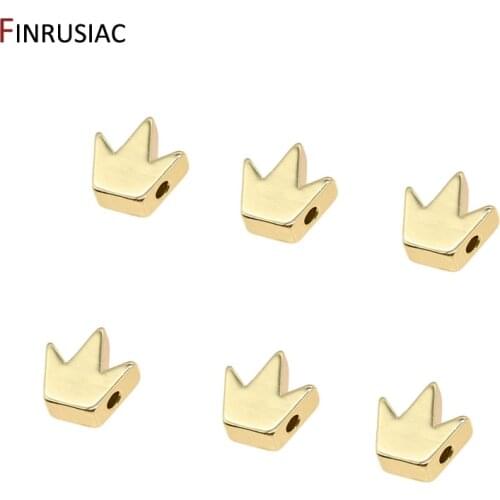 Handmade DIY Jewelry Beaded Material 14k Gold Plated Brass Metal Crown/Flower/Heart Shape Spacer Beads For Jewellery Making