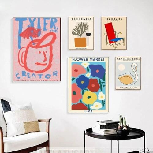Minimalist Abstract Colorful Flower Canvas Painting Wall Art Nordic Posters and Prints Wall Pictures for Living Room Decoration