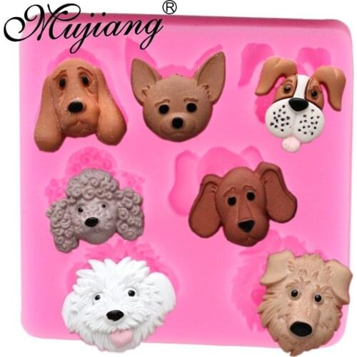 Mujiang 3D Dogs Silicone Fondant Molds Party Cake Decorating Tools Soap Clay Mold Candy Chocolate Gumpaste Moulds
