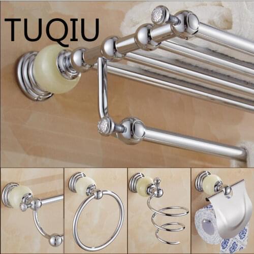 Brass and Jade Chrome Bathroom Accessories Set,Paper Holder,Towel Bar,Toilet Brush Holder,towel rack,hooks bathroom Hardware set