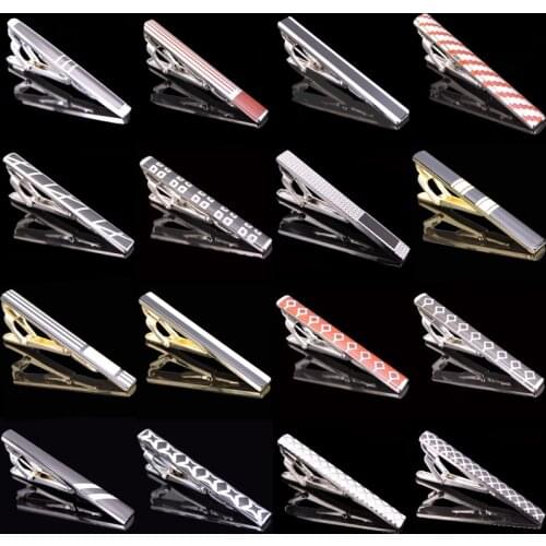 New wedding tie clip Gold Silvery Black men jewelry luxury Classic Matte Tie Bar carving Simple Brushed Smooth Clasp Tie Pin