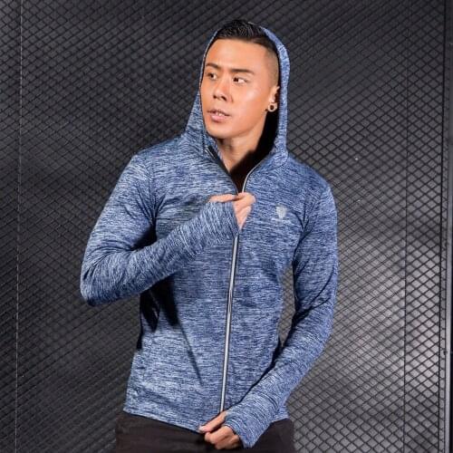New Winter Autumn Hoodies Sport Shirt Men Hat Zipper Running Jackets Fitness Gym Sports Clothing Sport Top Mens Sportswear 2020