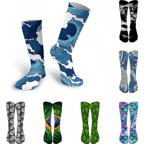 New 3D Printing Winter Womens Cotton Long Socks Japanese Style Street Hip Hop Warm Sports Casual Skull Mens Happy Calf Socks