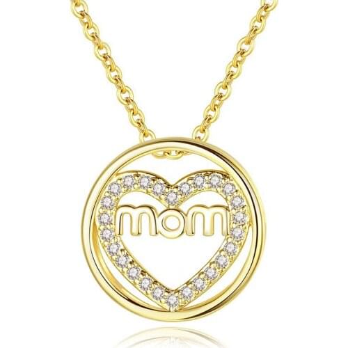 Mon Love Heart Inlaid 3A Zirconia Pendant Necklaces Gold Silver Color Chain Necklace Choker Fashion Mothers Day Gifts for Women