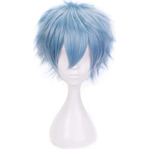 My Hero Academia Tomura Shigaraki Cosplay Wig Boku no Hero Academia Blue Short Heat Resistant Synthetic Hair Wig + Wig Cap