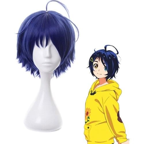 Anime WONDER EGG PRIORITY Ohto Ai Dark Blue Short Wig Cosplay Costume Heat Resistant Synthetic Hair Women Carnival Party Wigs