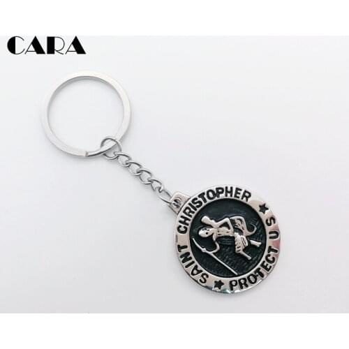 CARA 316L Stainless steel Saint Christopher protect us pendant keychains Holy Christian Stain Christopher bag charms CARA0535