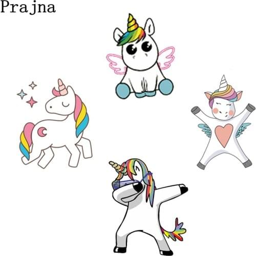 Prajna Iron On Transfer Unicorn Patches Print On T-Shirt Clothes Decoration Accessory Stickers Children Diy Gift E