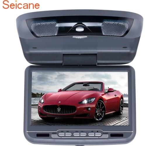 Seicane TFT LCD screen 9" 800*480 Car Roof Mounted IR & FM Transmitter Flip Down DVD Player support Remote Control Games USB SD