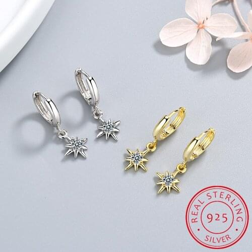 925 Sterling Silver Earrings for Women Small Hoop Earrings Cartilage Earrings Fine Jewelry Cubic Zirconia Star Huggie Earrings