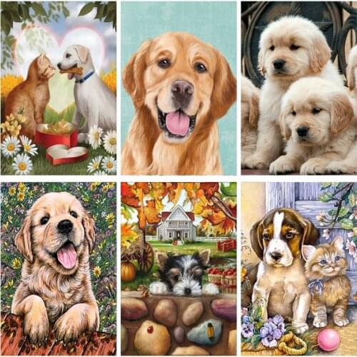 Dog DIY 5D Diamond Painting Cross Stitch Full Round Drill Rhinestone Animal Diamond Embroidery Mosaic Kit Handmade Gift