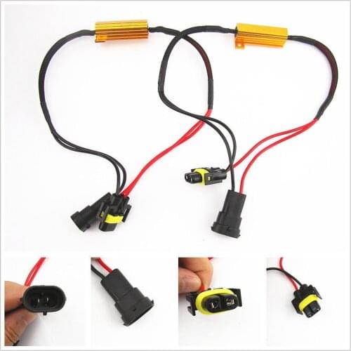 2 PCS LED Gold Fixed Resistor H8 H11 LED DRL Fog Light 50W Load Resistor Error Free Decoder Cancel LED Fog Lamps Resistance Line