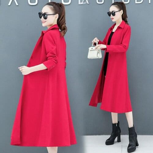 Womens British Style Trench Coat 2020 Spring Autumn Plus Size Solid Color Three Buttons Lady Windbreaker abrigos mujer 3XL Z344