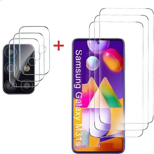2 in 1 Screen Protector for Samsung Galaxy M31S M30S A10 A20 A30 A50 M30 S A51 A71 A91 Camera Len Film Protective Tempered Glass