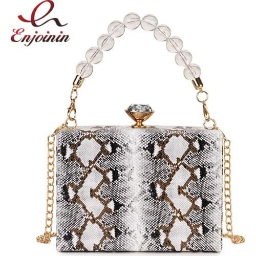 Serpent Zebra Doodle Pattern Box Design Beaded Womens Pu Leather Shoulder Bag Crossbody Chain Bag Purses Handbags Chain Bag