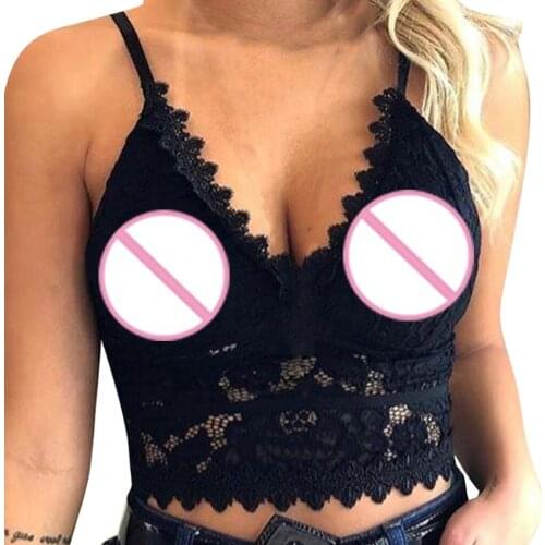 Fashion Womens Lace Tube Tops Plus Size Tube Crop Wireless Lingerie Sexy V-Neck vest Underwear White Black hot #W