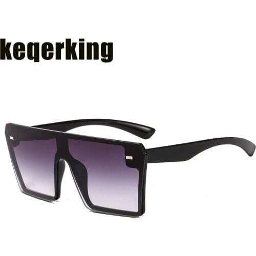 2019 Oversize Square Sunglasses Women Fashion Flat Top Gradient Sun Glasses Men Rimless Large Frame Oculos UV400 Eyewear