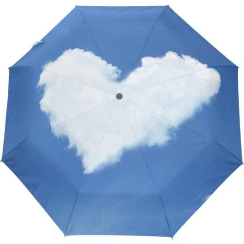2017 Creative Cloud Love Design Umbrella Women Three Folding Automatic Rain Umbrella Rainy Sky Windproof Umbrellas
