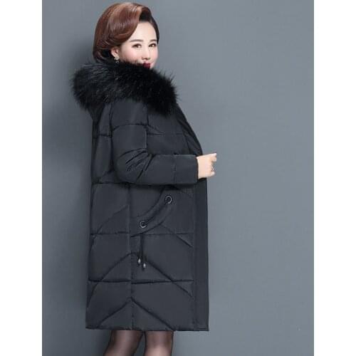 Plus size 5XL Mother Winter Coat With Fur Collar Elderly Cotton Padded Jacket Womens Thicken Down Padded Jacket Hooded 462