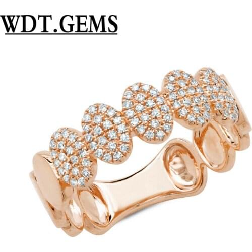 0.23 CT 10K Rose Gold Natural Round Cut Diamond Pave Oval Shape Band Ring