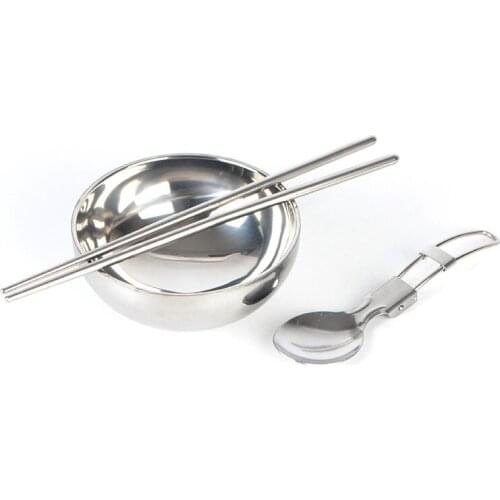 3 tableware camping set portable stainless steel picnic tableware folding spoon tableware outdoor hiking tableware