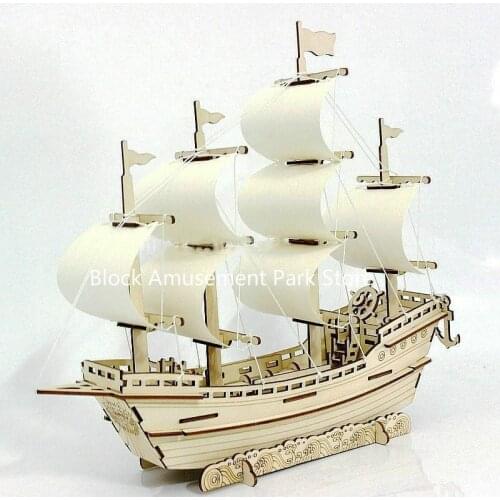 3D Wooden Ship Jigsaw Toys Learning Building Robot Model DIY Sailing Boat Plane Puzzle Aircraft Gift Kids Car Toy For Children