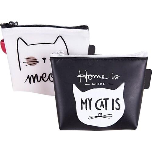 50PCS / LOT Cute Cat Silicone Key Bag Cartoon Female Student Creative Zero Wallet Simple Coin Purse Small Storage Bag