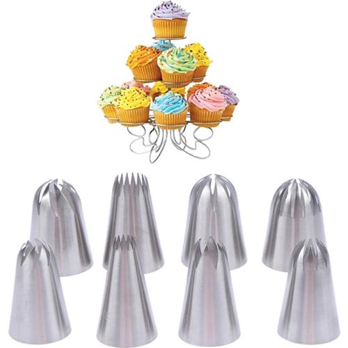 8PCS/set 304 Metal Stainless Steel Nozzle Set Cake Cream Pattern Making DIY Decoration Baking Tools Icing Piping Pastry Tools