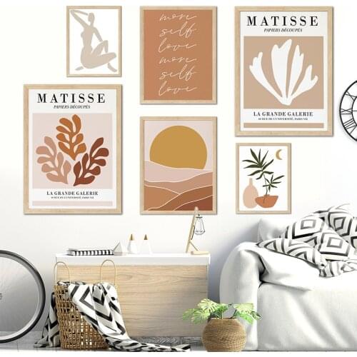 Matisse Leaf Woman Abstract Potted Plants Wall Art Canvas Painting Nordic Posters And Prints Wall Pictures For Living Room Decor