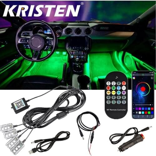 Car LED Atmosphere Light Interior Decorative Lamp Wireless Remote Music Control Multiple Modes Auto Foot Lights