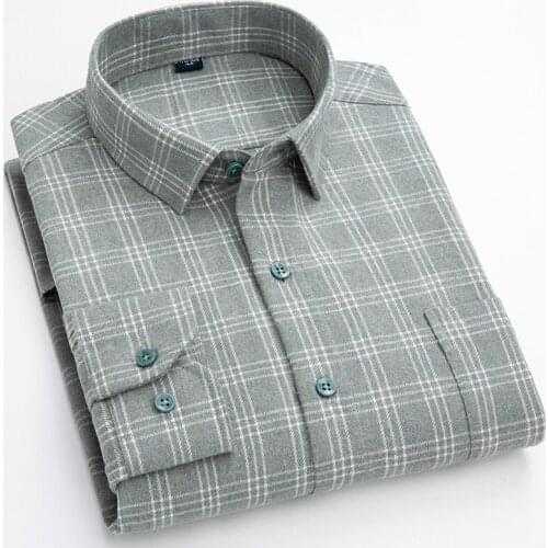 Mens Striped Shirts Long Sleeve Slim Fit Casual Shirt for Men Checked Front Pocket Business Soft Comfortable Spring New 2021