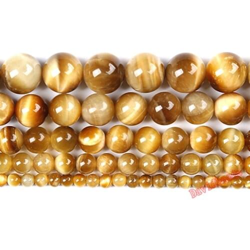 Fctory Price Natural Stone Gold Tiger Eye Agat Round Loose Beads 16" Strand 6 8 10 12 MM Pick Size Diy Charms