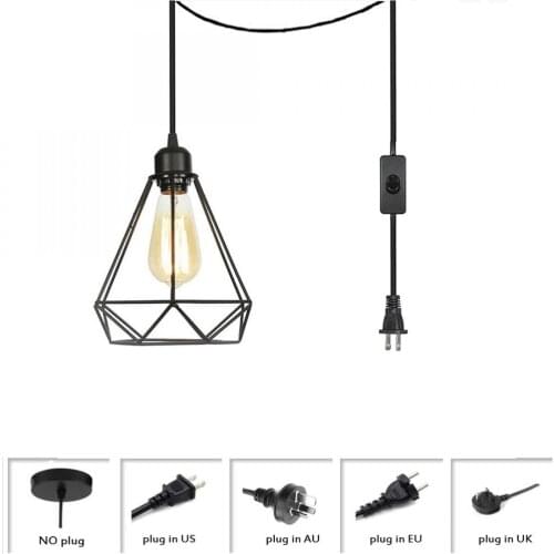 Industrial Style Black Light with Plug Chandelier Creative Wrought Iron Tripod Crafts Restaurant Bar Wrought Iron Cafe Lamps