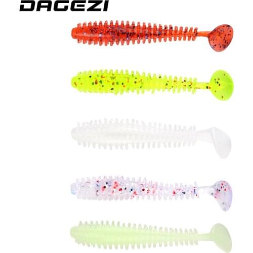 DAGEZI 5pcs/lot Soft lure Swimbaits T tail soft fishing lure Jig Head 6.8CM/1G Soft Artificial Bait for Fly Fishing Tackle