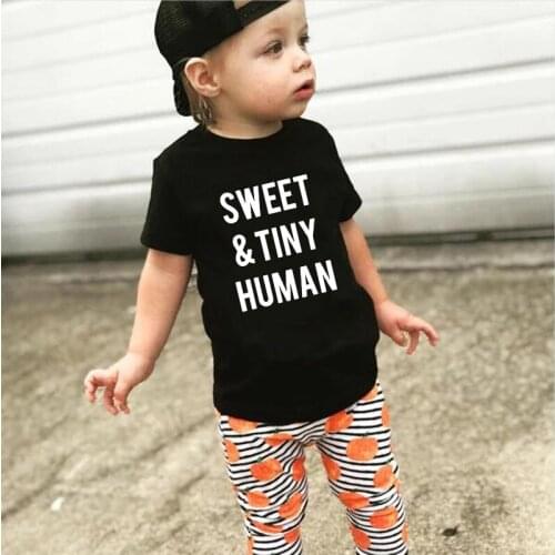Sweet and Tiny Human Print Kids Tshirt Boy Girl T Shirt for Children Toddler Clothes Funny Top Tees Short Sleeve Casual Style