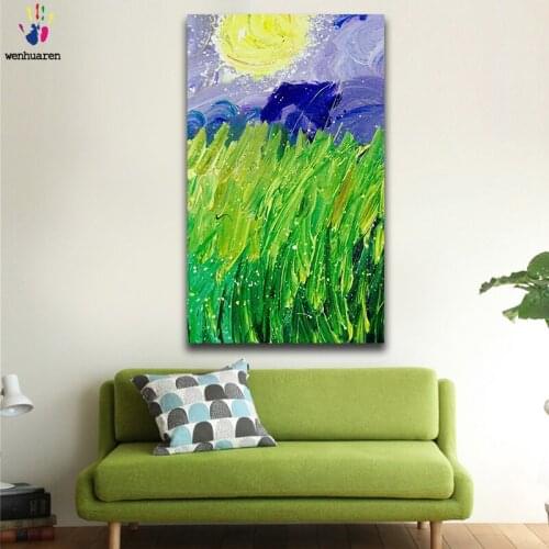 DIY colorings pictures by numbers with colors Abstract field spring moon picture drawing painting by numbers framed Home