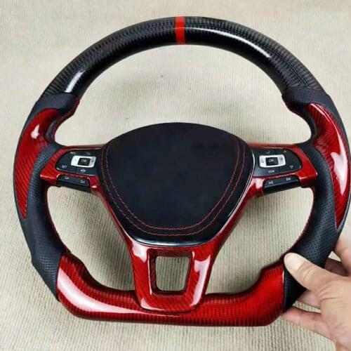Gloss/Matt Carbon Fiber Sports Steering Wheel Perforated Leather for Volkswagen POLO Golf Touran 2016-2021