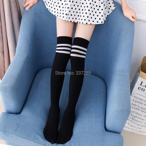 Spring/summer Kids Boys over Knee High Socks for baby girls cute Football warm Stripes velvet school long child toddler socks