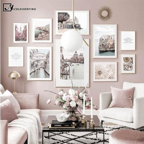 Italy Venice Atrani Beach Building Landscape Poster Vintage Print Canvas Wall Art Painting Photography Nordic Decoration Picture