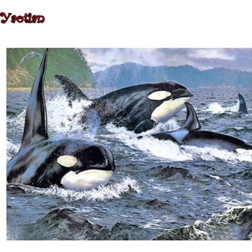 Full Square Drill 5D Diamond Embroidery Orca pod Diamond Painting Rhinestone Mosaic Cross stitch Sea Animals Decor new arrival
