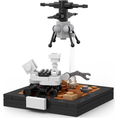 MOC Street Space Mars Rover Landscape Helicopter Drone Vignette Space Station Robot Figures Building Blocks Bricks Toys