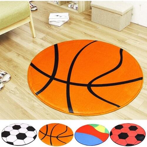 Round Floor Mats for Living Room Football Basketball Pattern Rugs Pad Chair Mat Carpet Rugs Anti Slip Floor Mat Doorway carpet